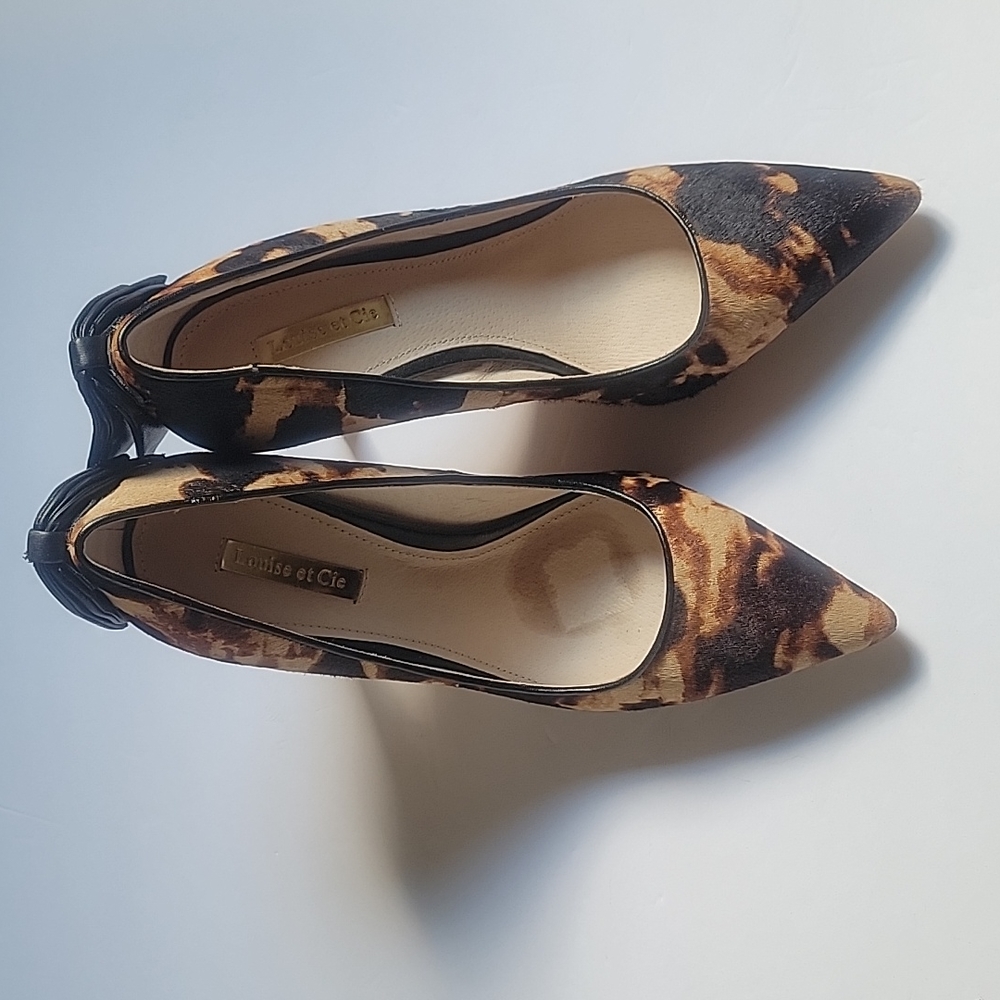 Louise et Cie Leopard Print Pointed Toe Heels - Black & Brown